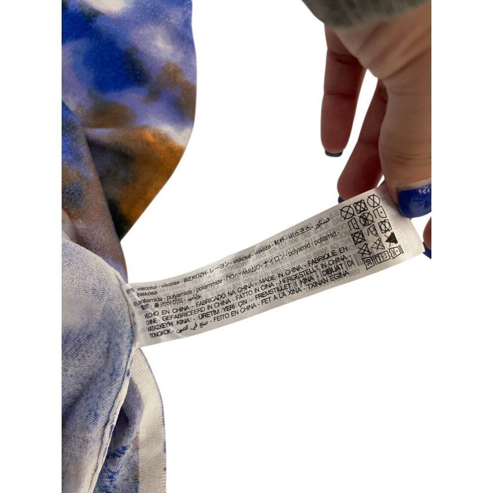 Zara Womens Dress XL Tie Dye Printed Midi Blue Gold Sleeveless 9874/001 NWT - Picture 10 of 13